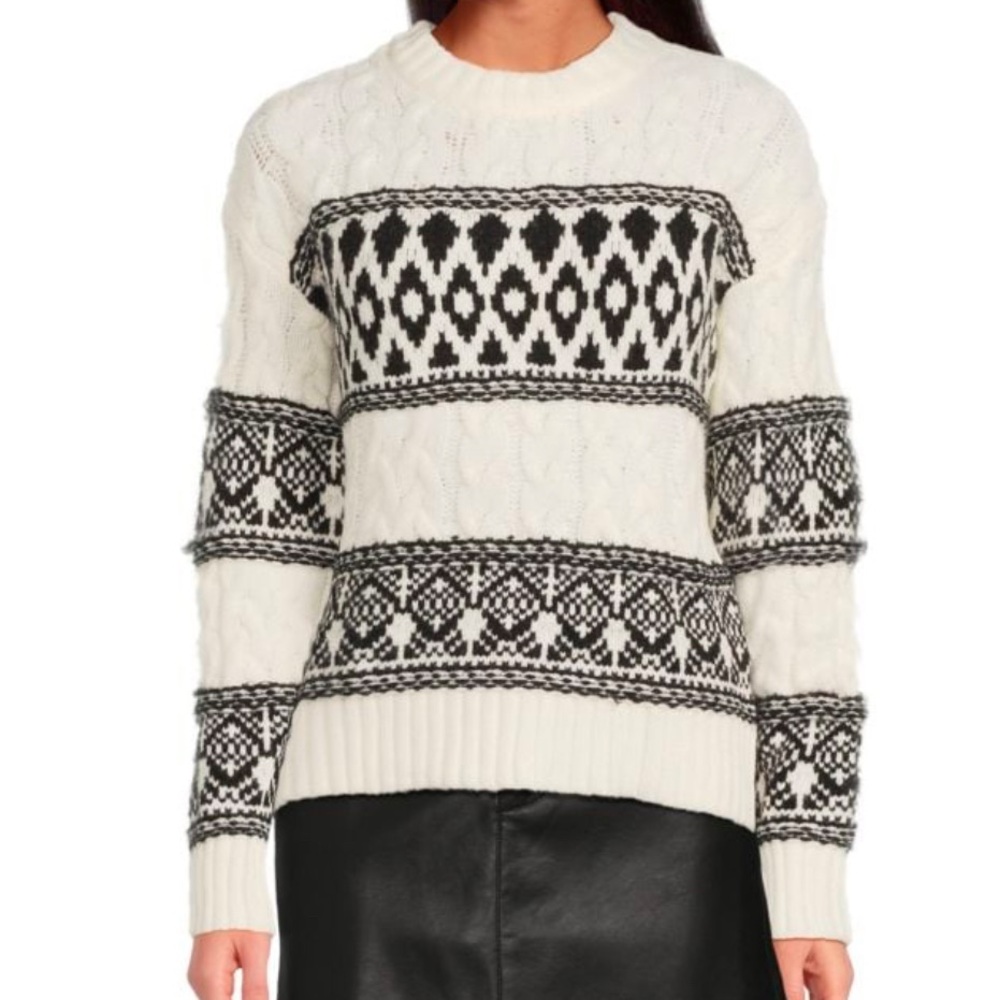 NWT Leo & Viola Fairisle Cable Knit Sweater
